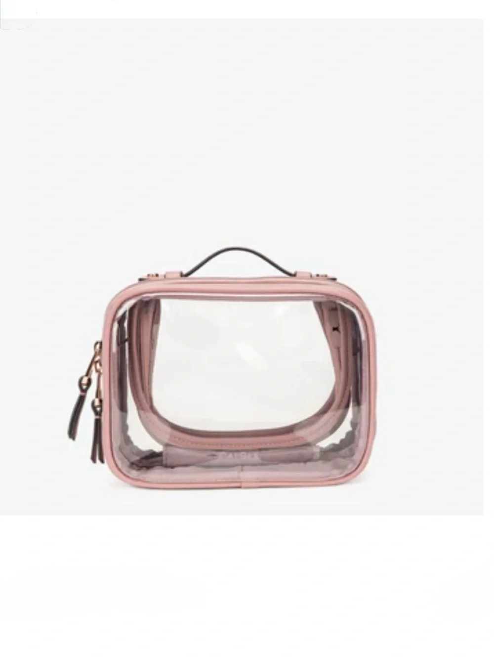 Calpak Small Clear Pink Travel Cosmetic Case in Mauve